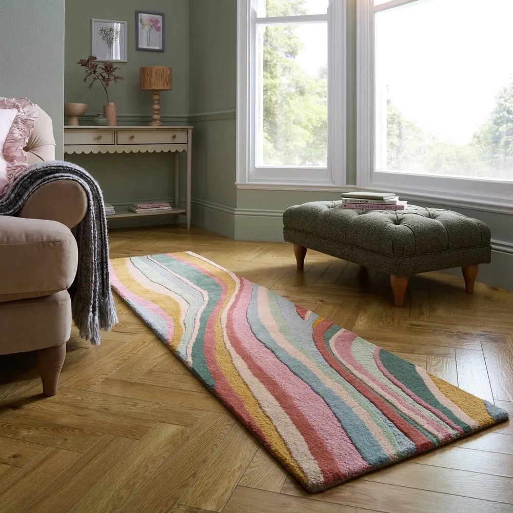 Ručne tkaný vlnený behúň 60x230 cm Abstract Flow – Flair Rugs