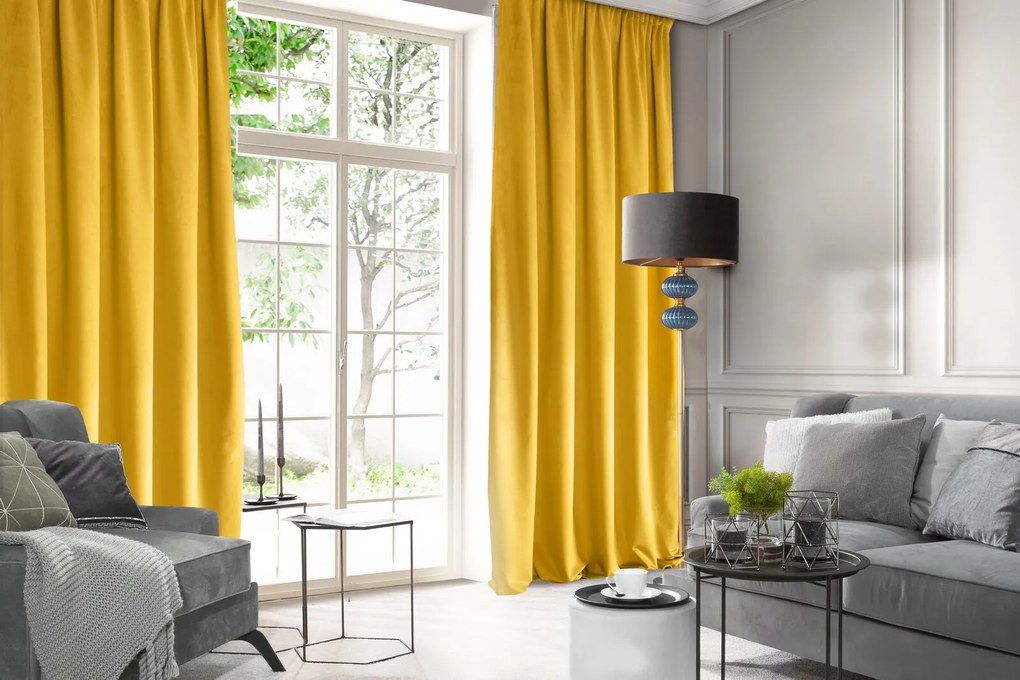 ZATEMŇOVACÍ ZÁVES NA PÁSKE ROSA 140X270 CM HORČICOVÁ