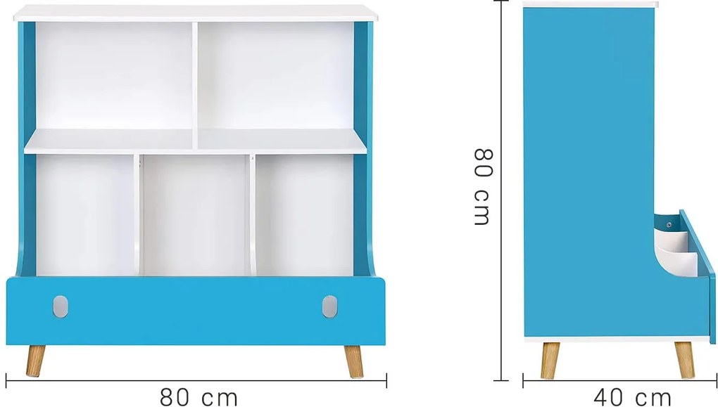 SONGMICS Regál na hračky a knihy 80x80 cm modrý
