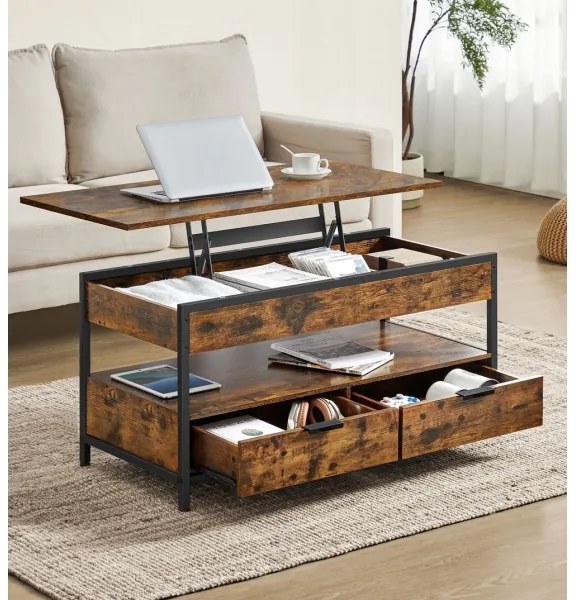 Konferenčný stolík so zdvíhacou doskou NYRO hnedá/čierna