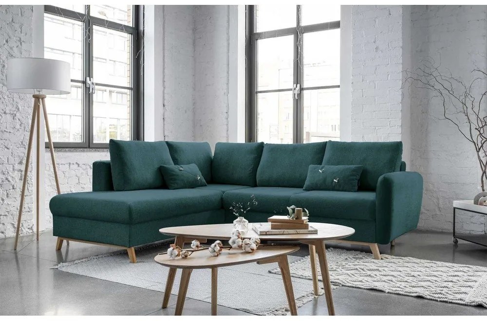 Tyrkysová rozkladacia rohová pohovka Miuform Scandic Lagom L, ľavý roh