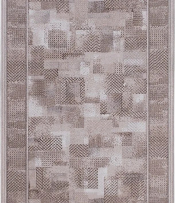 Associated Weavers, AKCIA: 400x100 cm Protišmykový behúň na mieru Tribe 37 Khaki - obšitý zo všetkých strán, hnedá, chodba / predsieň