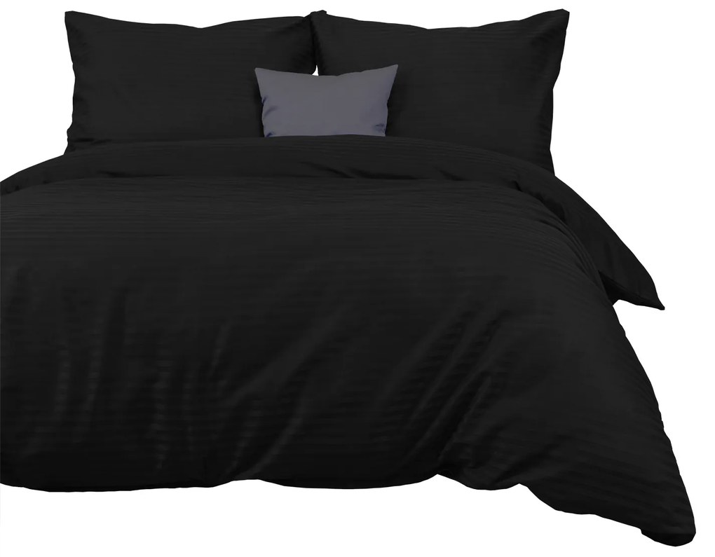 SATÉNOVÉ OBLIEČKY SATINLOVE EXCLUSIVE CIZGILI 200X220 CM, 2KS 70X80 CM ČIERNE