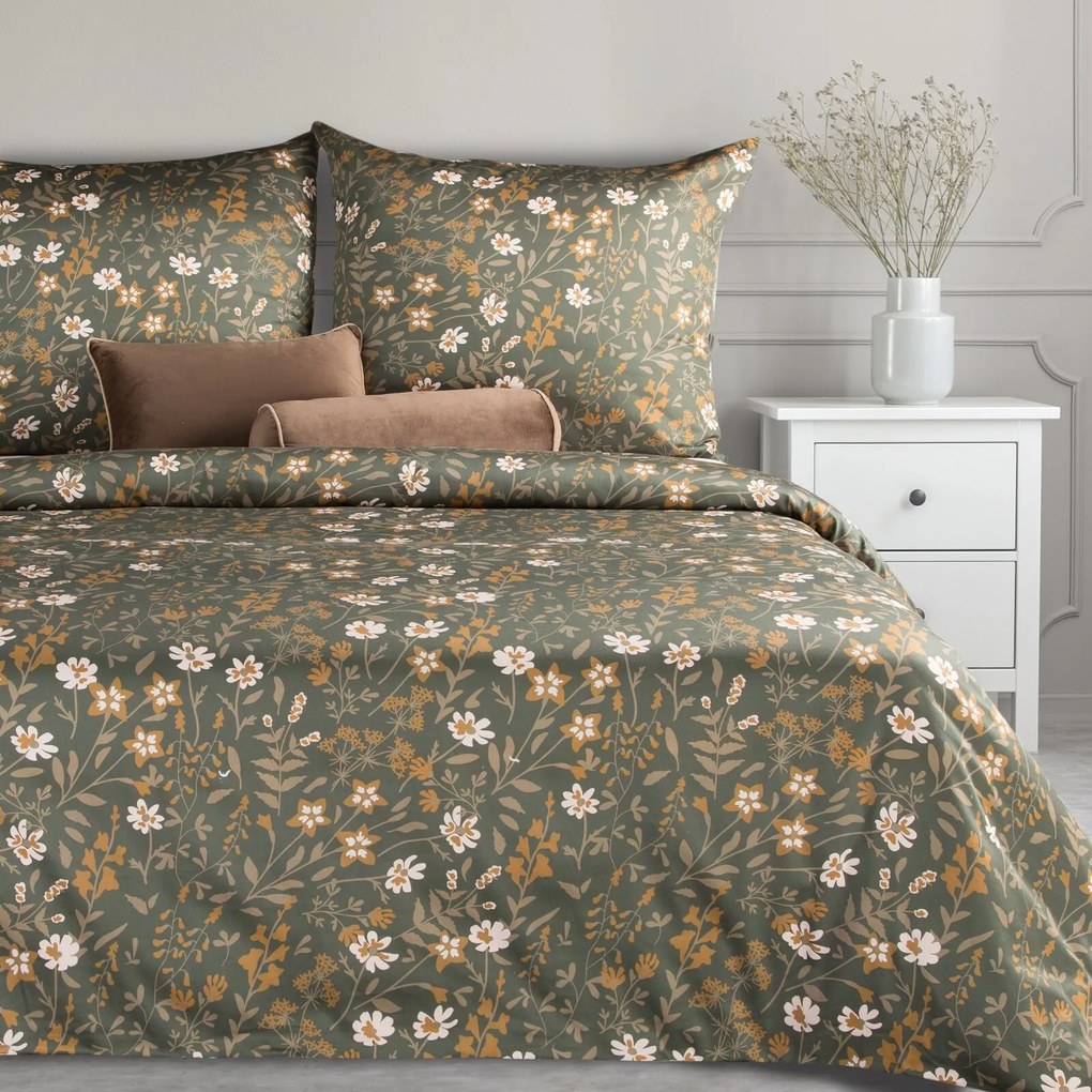 MAKOSATÉNOVÉ OBLIEČKY REINA48 200X220 CM, 2 KS 70X80 CM KVETY