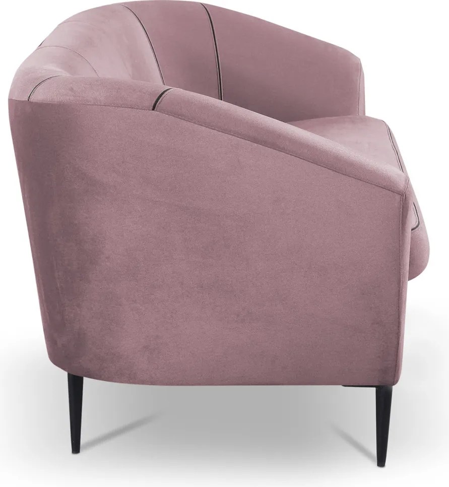 Trojmiestna pohovka Olivio, svetle ružová zamatová látka