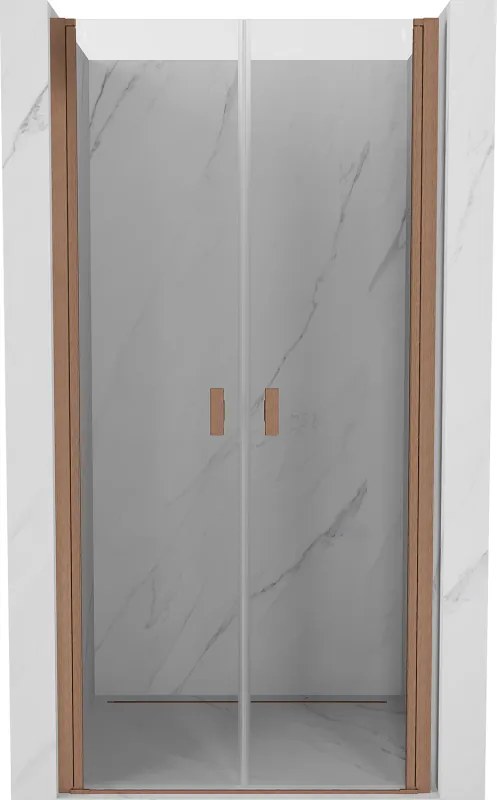 Mexen MIST, 2-krídlové sprchové dvere (d+d) 110x200 cm, 6mm číre sklo, medený matný profil, 8A7-110-000-65-00