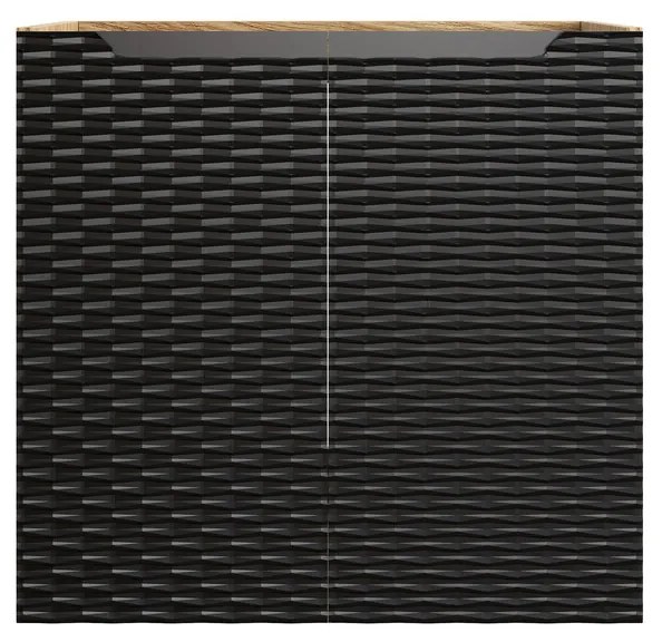 Koupelnová skříňka Ocean s deskou a umyvadlem 90 cm černá/dub olejovaný