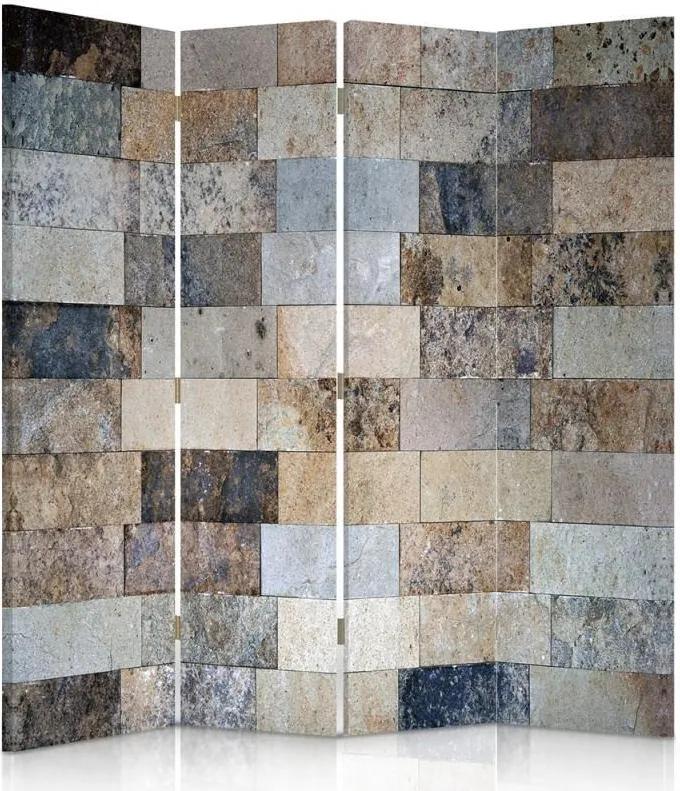 CARO Paraván - Marble Bricks | štvordielny | obojstranný 145x150 cm