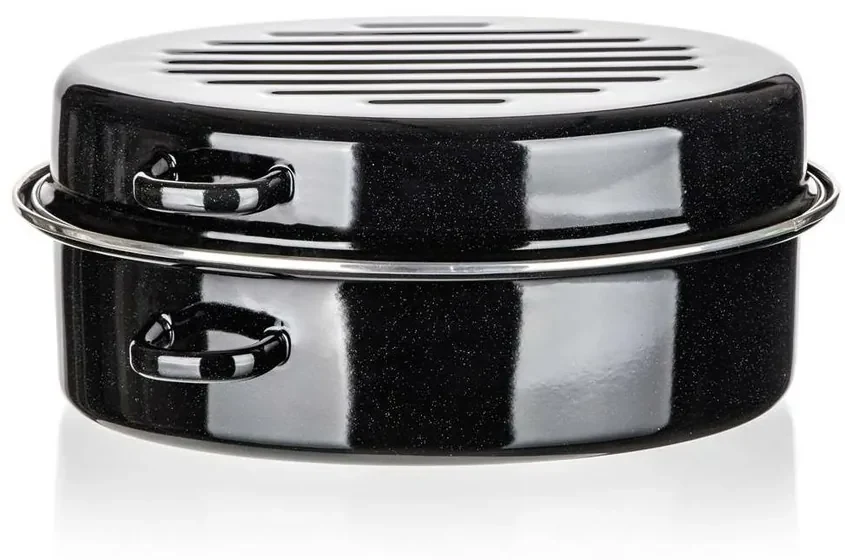 Banquet 2-dielny oválny smaltovaný pekáč CULINARIA Black, 38 cm