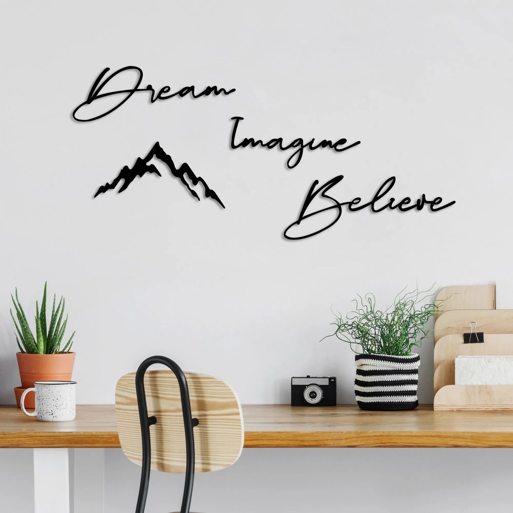 Nástěnná kovová dekorace Amazing Believe černá