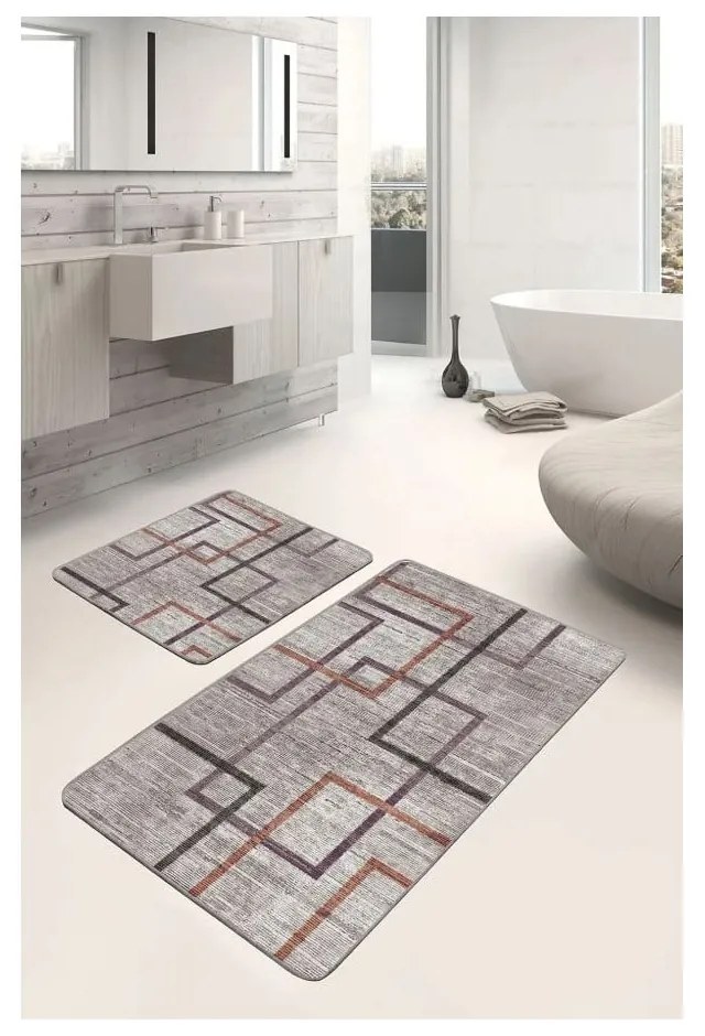 Sivé zamatové kúpeľňové predložky v súprave 2 ks 60x100 cm – Mila Home