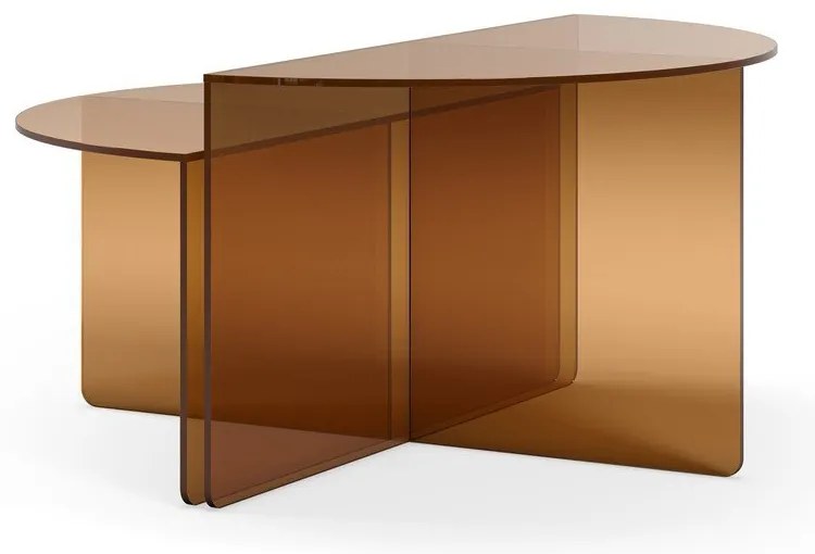 Hnedé sklenené okrúhle konferenčné stolíky v súprave 2 ks ø 80 cm Velta – MOME
