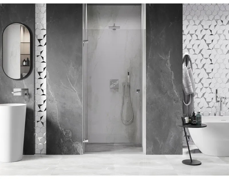 Mexen, Mexen Lunar-B výklopné sprchové dvere ľavé 85 cm, transparentné, chróm - 832-085-000-01-00-L