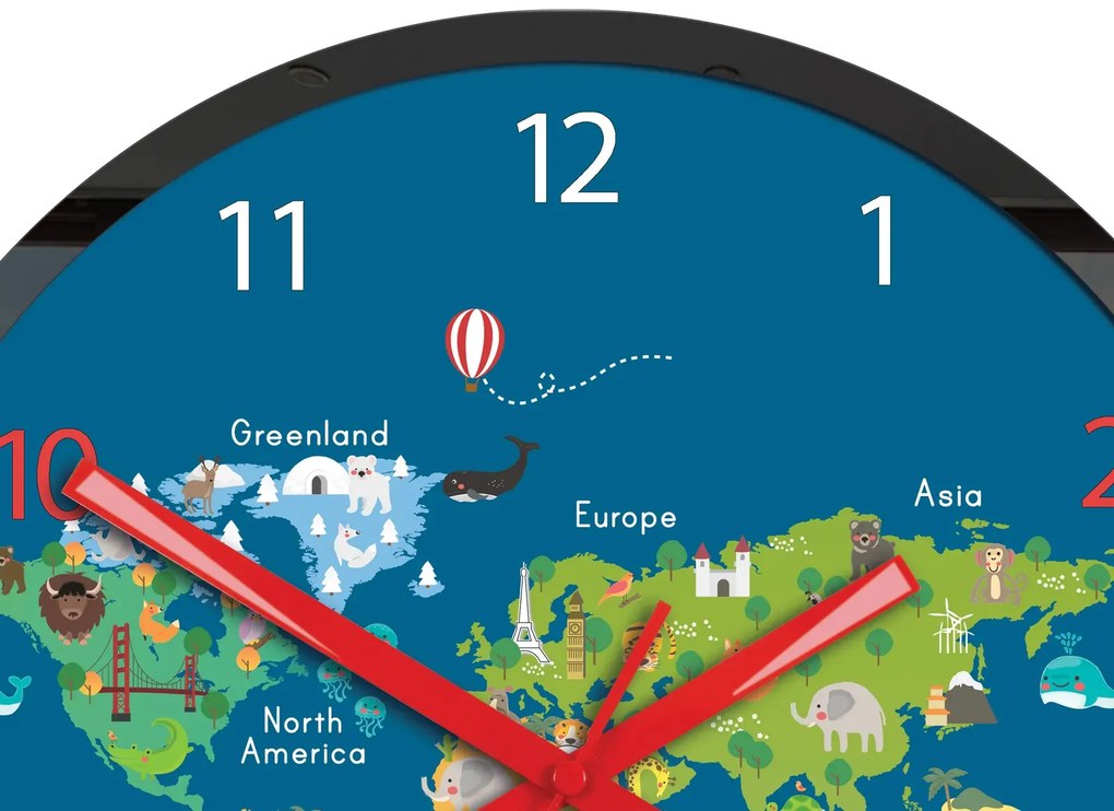 Detské nástenné hodiny Mirro Mapa sveta 30 cm viacfarebné