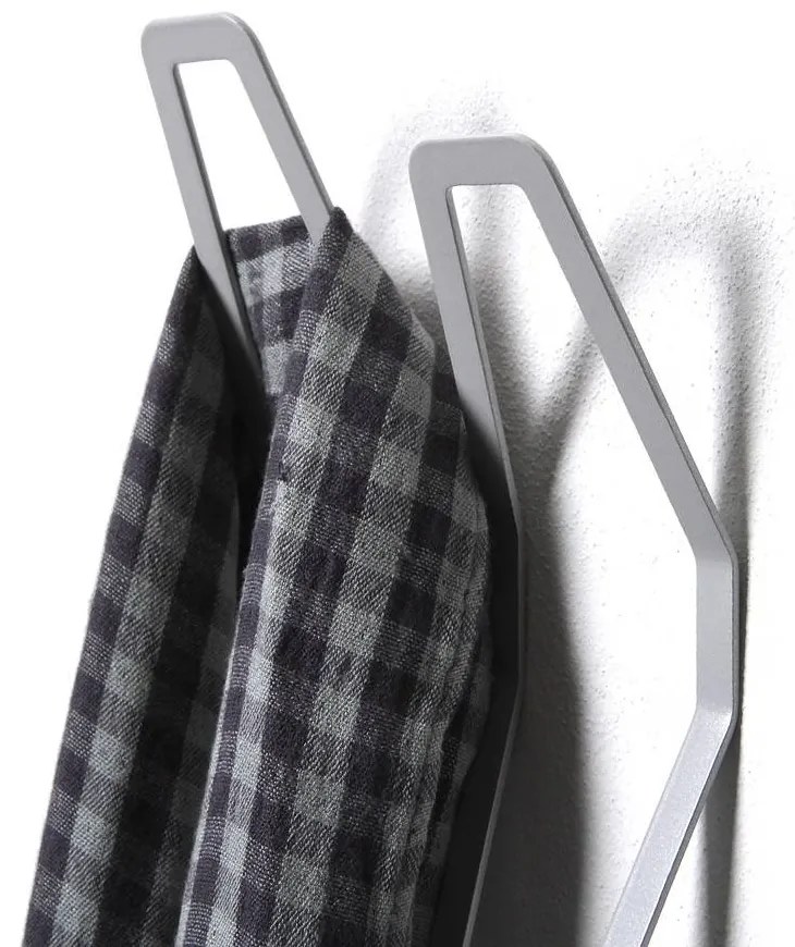 Nástenný designový vešiak dvojitý, sivá