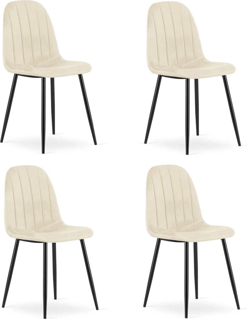 Jedálenská stolička PADVA VELVET s čiernymi nohami, svetlobéžová