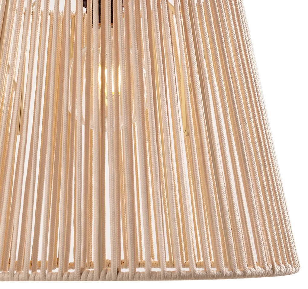 Vonkajšie závesné svietidlo čierne s béžovým lanovým tienidlom IP44 - Cava Jayla