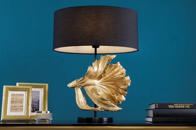 Stolná lampa fish Crowntail 65cm čierne zlato