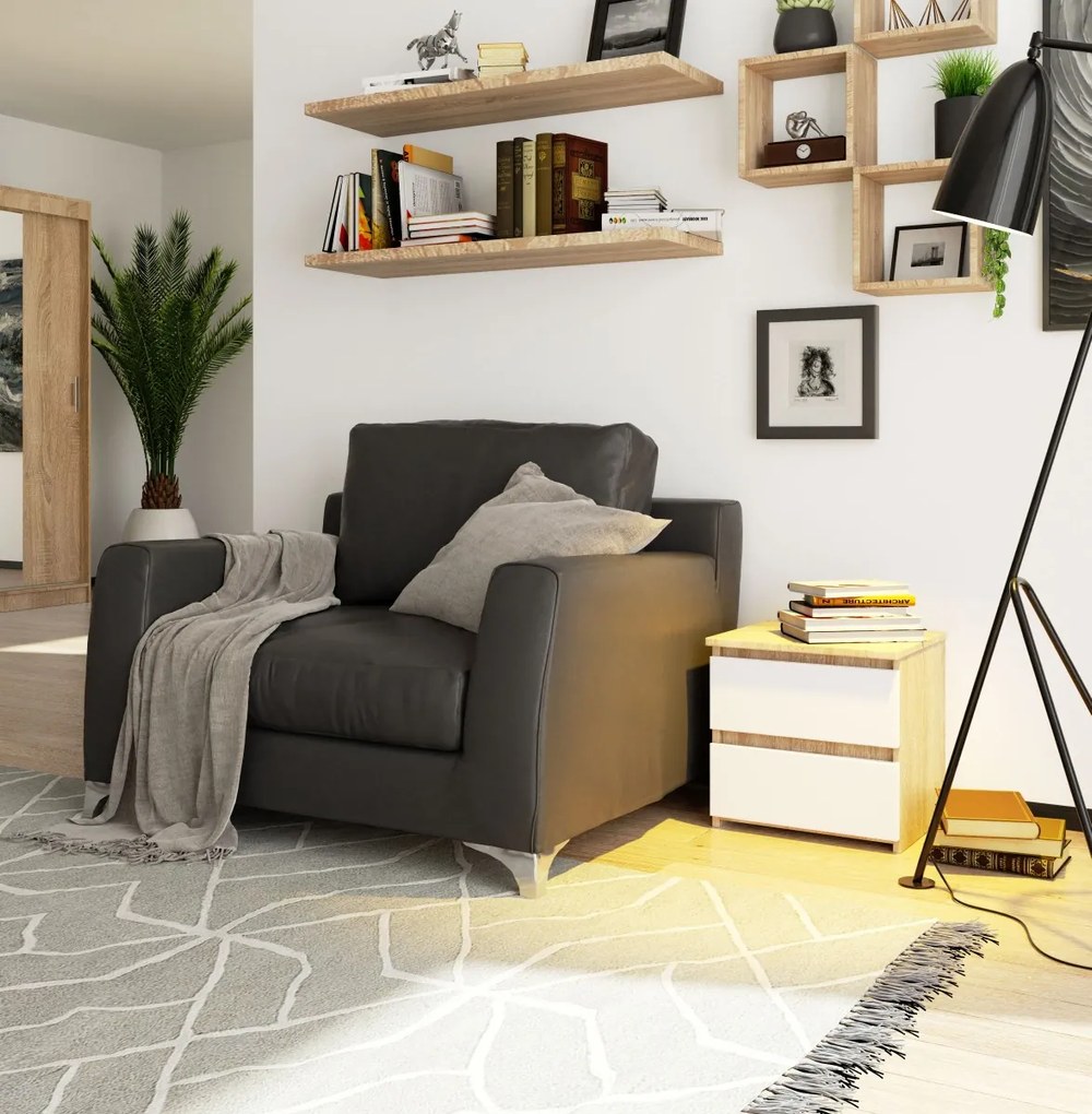 Nočný stolík CL2 40 cm dub sonoma/biely