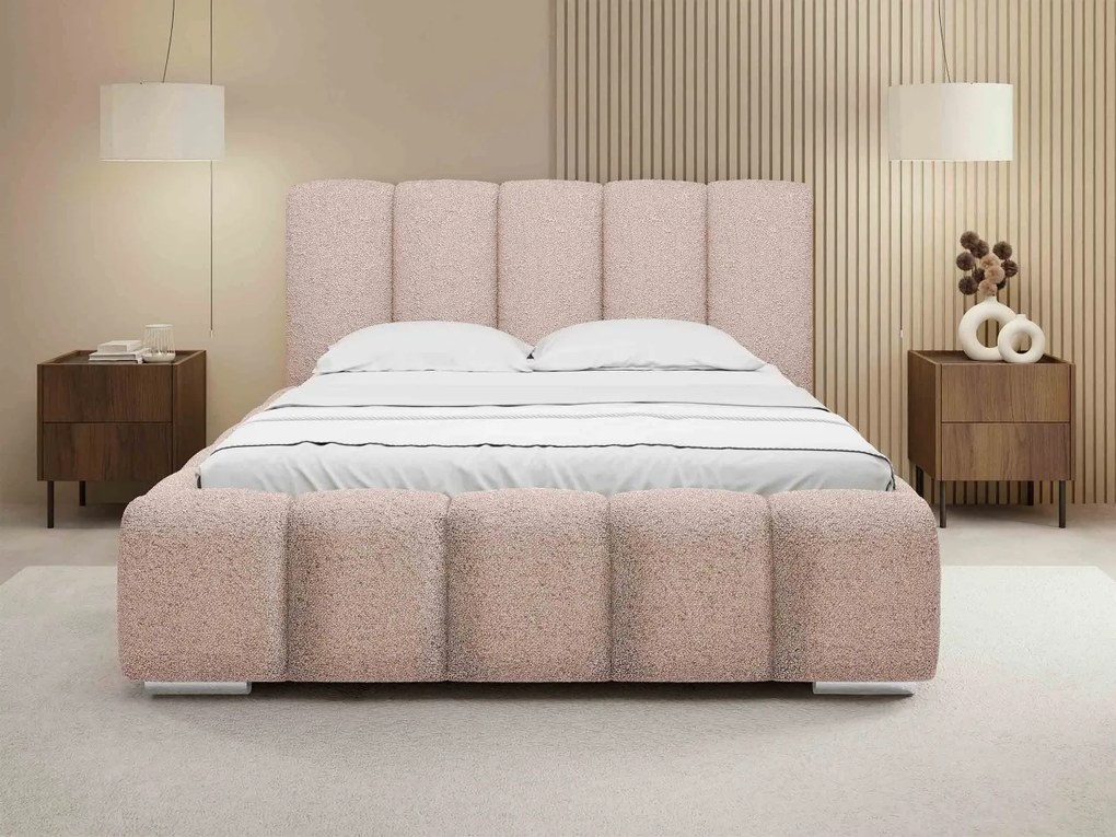 Čalúnená manželská posteľ Lisko Boucle, Rozmer postele: 180x200, Farby: Abriamo 07