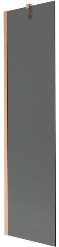Mexen Next, 1-krídlová vaňová zástena 50 x 150 cm, 6mm šedé sklo, medená matná, 895-050-000-00-40-65