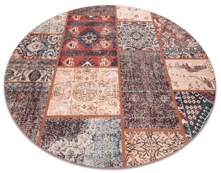 Koberec ANTIKA ancient rust okrúhly, moderný patchwork, grécky umývateľný - terakota Veľkosť: kruh 160 cm