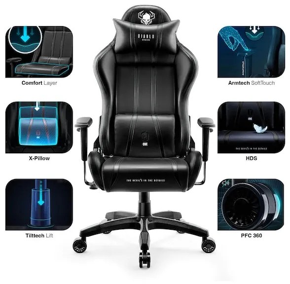 Herné kreslo Diablo X-One 2.0 King Size: čierne Diablochairs