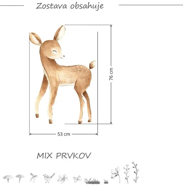 Nálepka na stenu Jelenček so zvieratkami