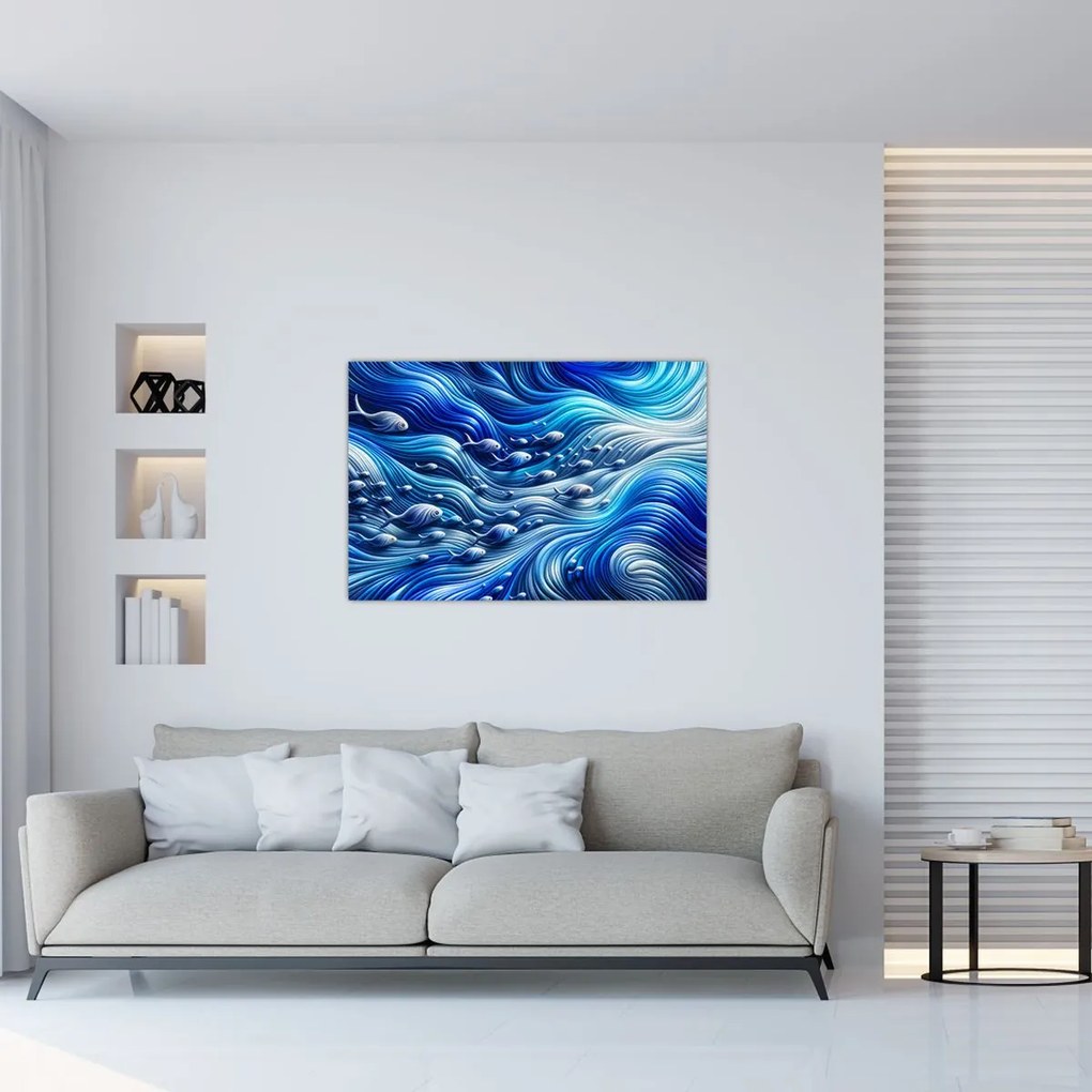 Obraz – Ryby vo vlnách (90x60 cm)