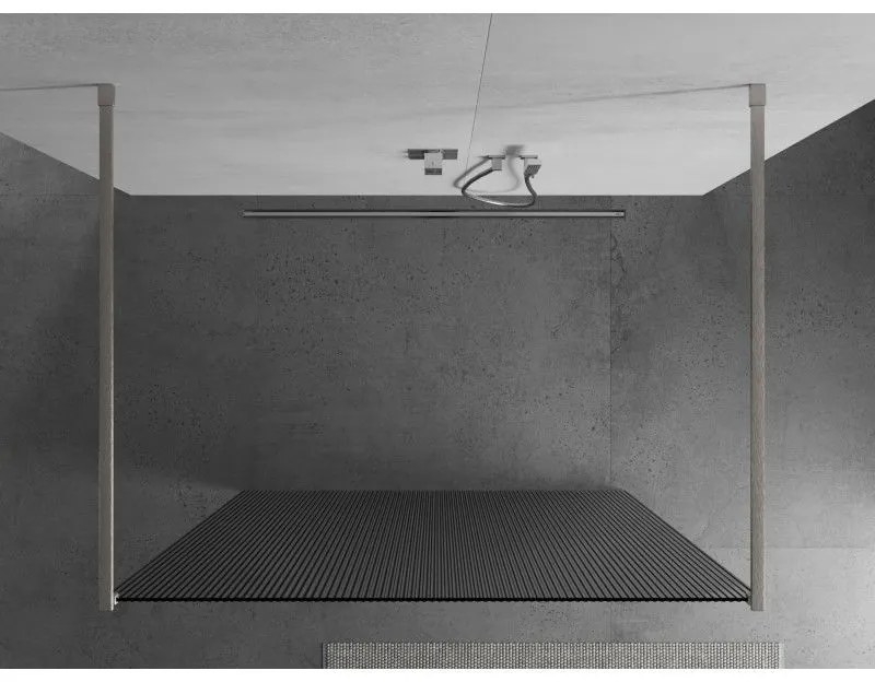 Mexen Kioto, sprchová zástena Walk-In 130 x 200 cm, 8mm sklo s rebrovým vzorom, brúsená oceľ profil, 800-130-002-97-09