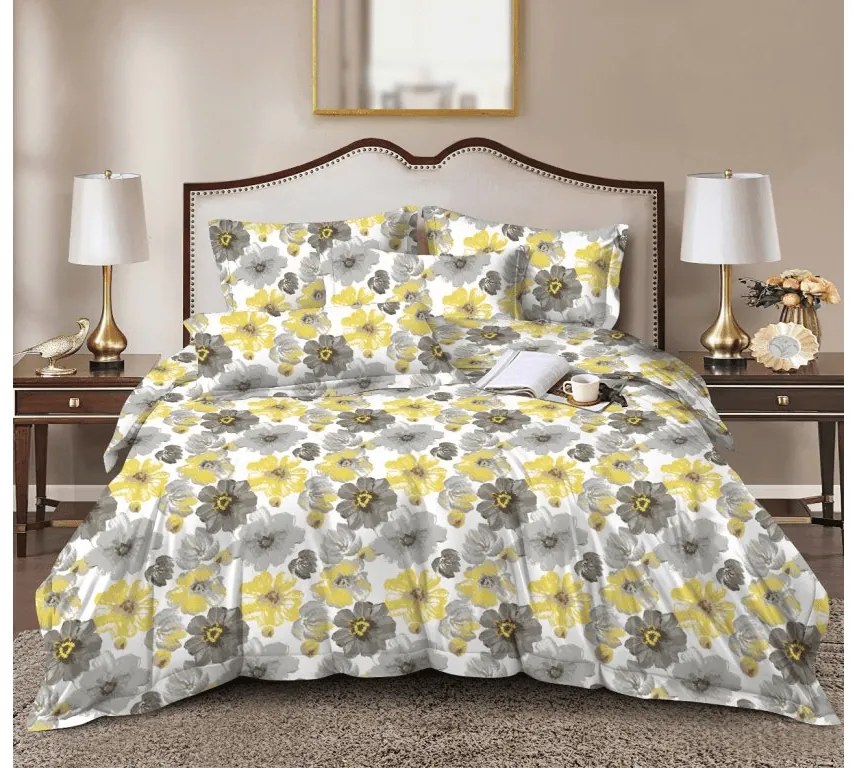 Obliečky z mikrovlákna FEONELLE žlto-sivé Rozmer obliečky: 70 x 90 cm | 140 x 220 cm