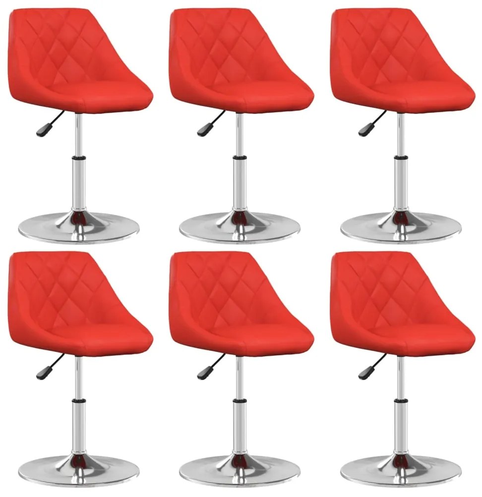 vidaXL Jedálenské stoličky 6 ks, červené, umelá koža