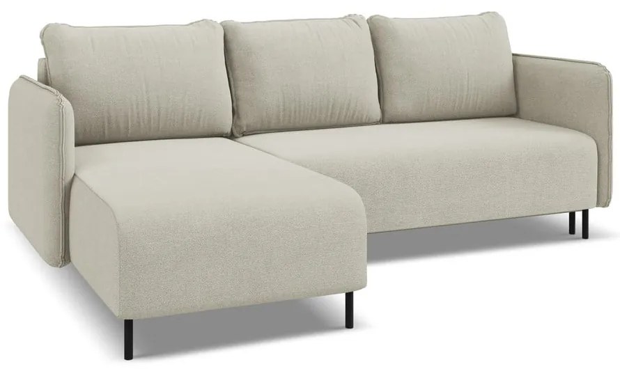 Béžová rozkladacia/s úložným priestorom rohová pohovka (ľavý roh) Luana – Makamii