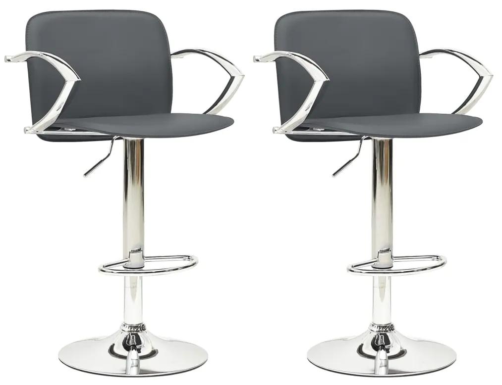 Barové stoličky 2 ks sivé z umelej kože