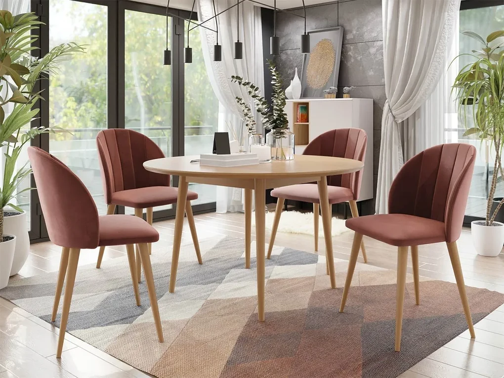 Okrúhly stôl Botiler FI 100 so 4 stoličkami ST100 04, Farby: natura, Potah: Magic Velvet 2217