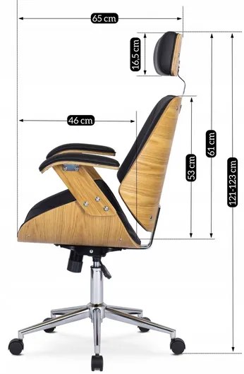 Vintino kancelárska otočná stolička ARTUR drevo dub, čierna ekokoža - vintino.sk