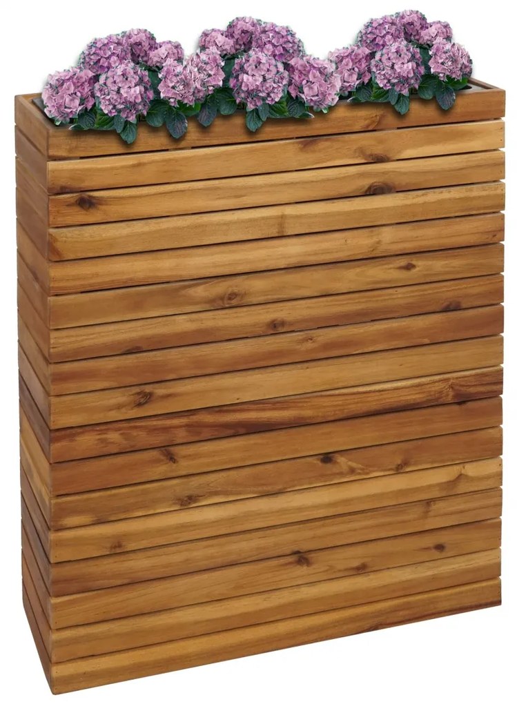 Kvetináč HWC-L21, 77x63x23cm, akáciové drevo - hnedá