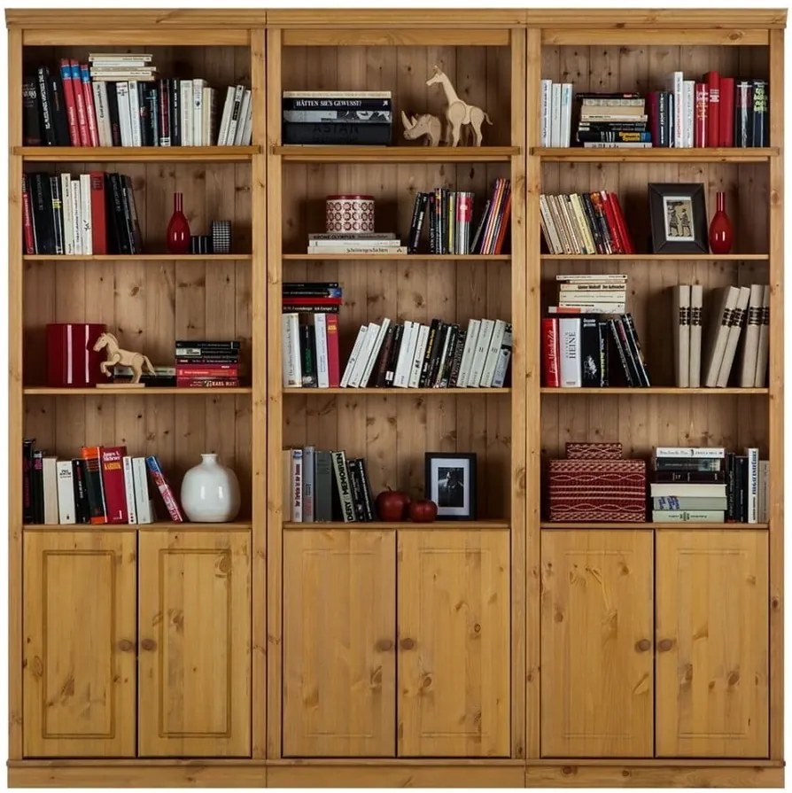 Hnedá knižnica z borovicového masívu Støraa Annabelle, šírka 219 cm