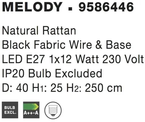Rustikálny luster Melody 40 Ratan