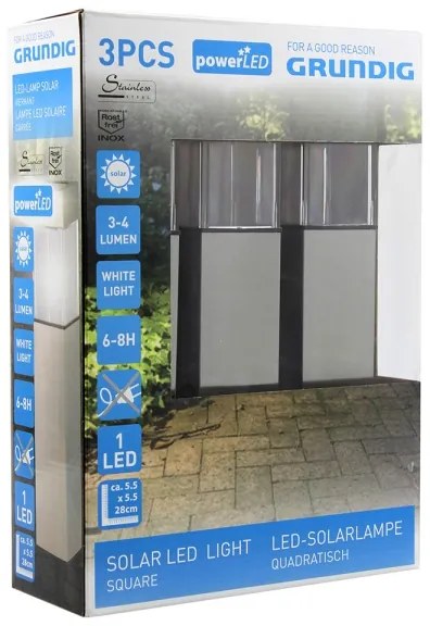 Grundig 90048 - SADA 3x Solárna lampa LED/5,5x28cm 1xAAA 600 mAh