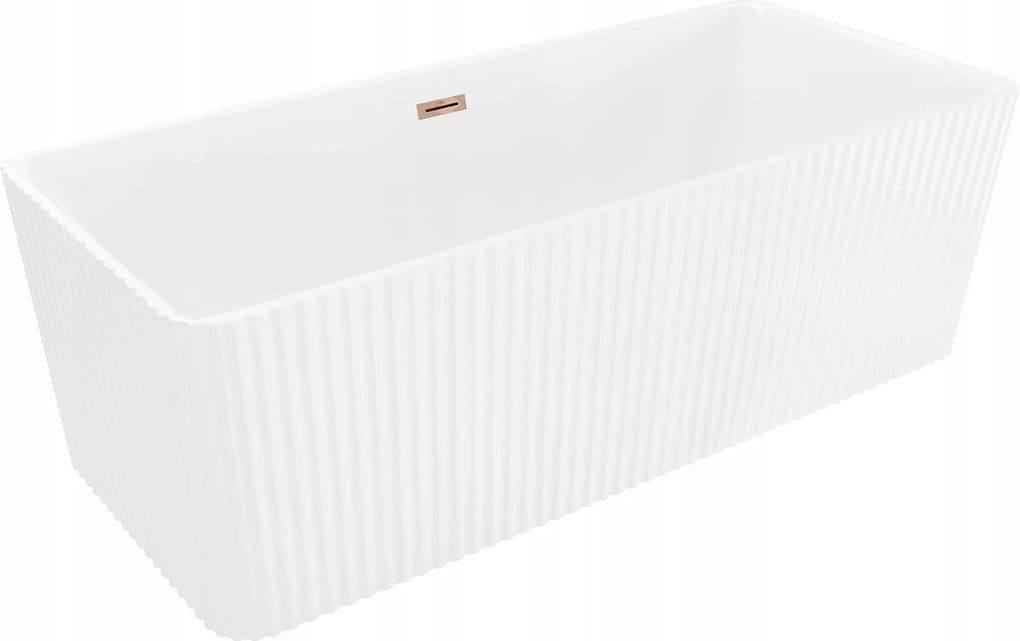 Mexen Nila ryhovaná vaňa 170x75 cm biela ružové zlato voľne stojaca