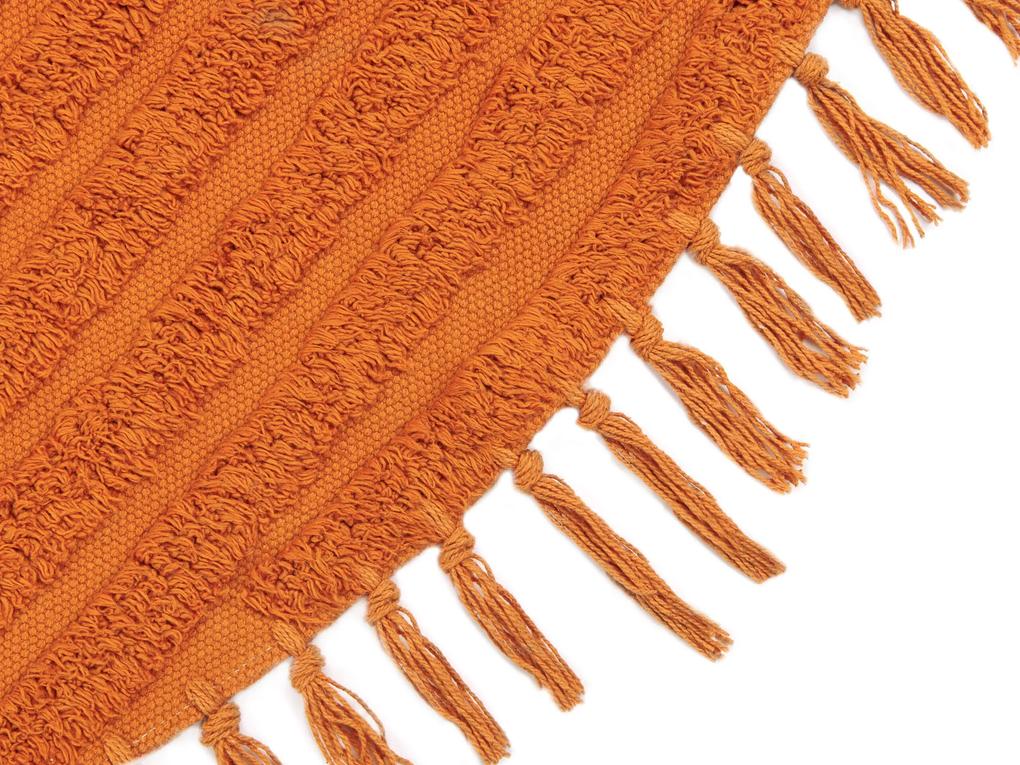 Okrúhly bavlnený koberec ø 140 cm oranžový HALFETI Beliani
