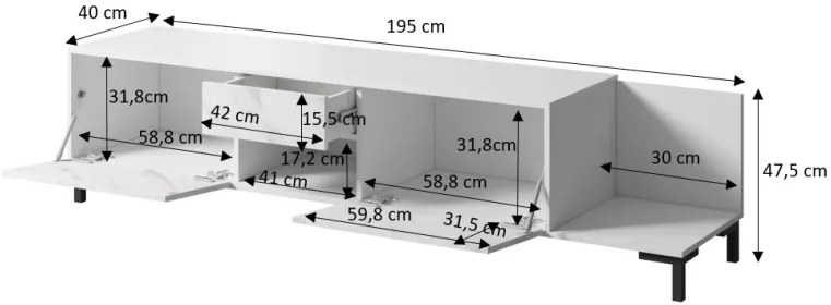 TV stolík Marmo 2D1S1K - biela