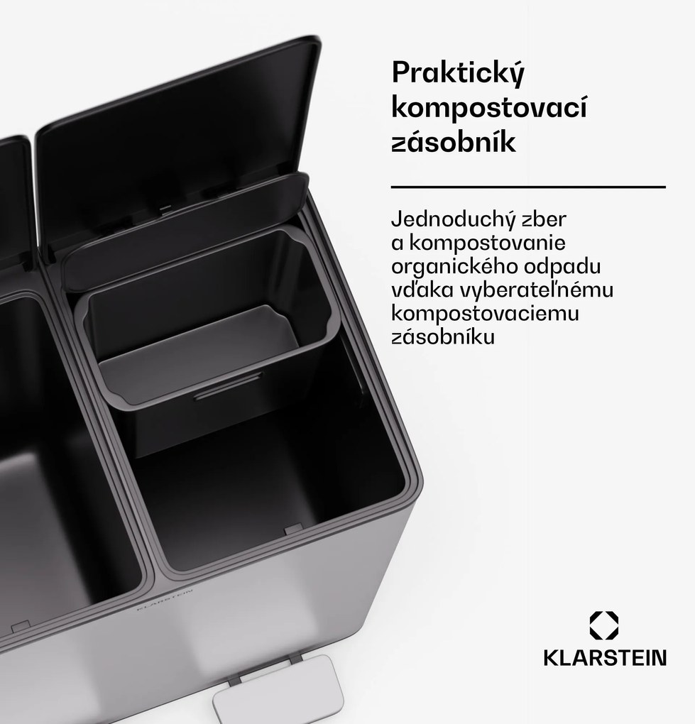 Klarstein EcoVista, odpadkový kôš s kompostérom, 40 l + 3 l/kôš + kompostér, Soft-Close
