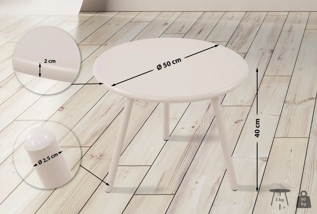 Konferenčný stolík Berea - v40 x Ø50 cm - Svetlo sivá
