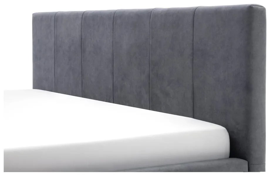 Antracitová čalúnená dvojlôžková posteľ s úložným priestorom s roštom 160x200 cm Lizzano – Meise Möbel