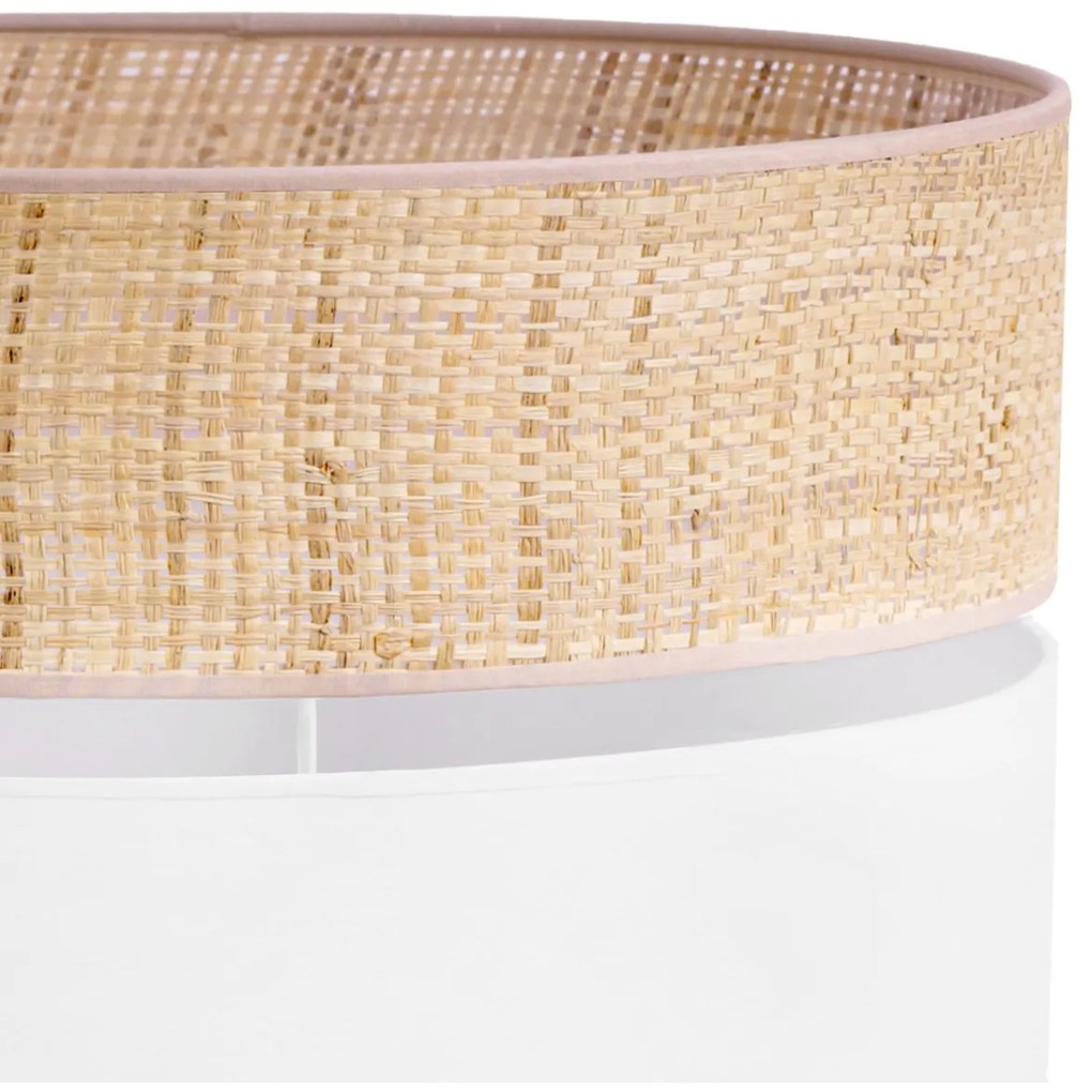 Závesné svietidlo Rattan, 1x ratanové/biele textilné tienidlo, (fi 45cm)