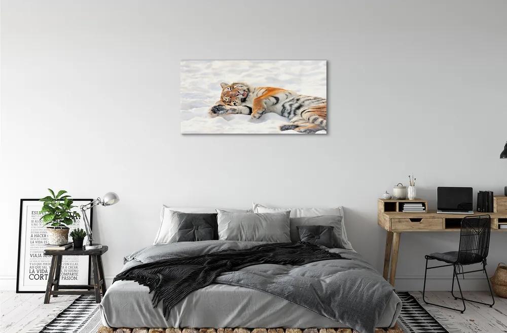 Sklenený obraz Tiger winter 140x70 cm