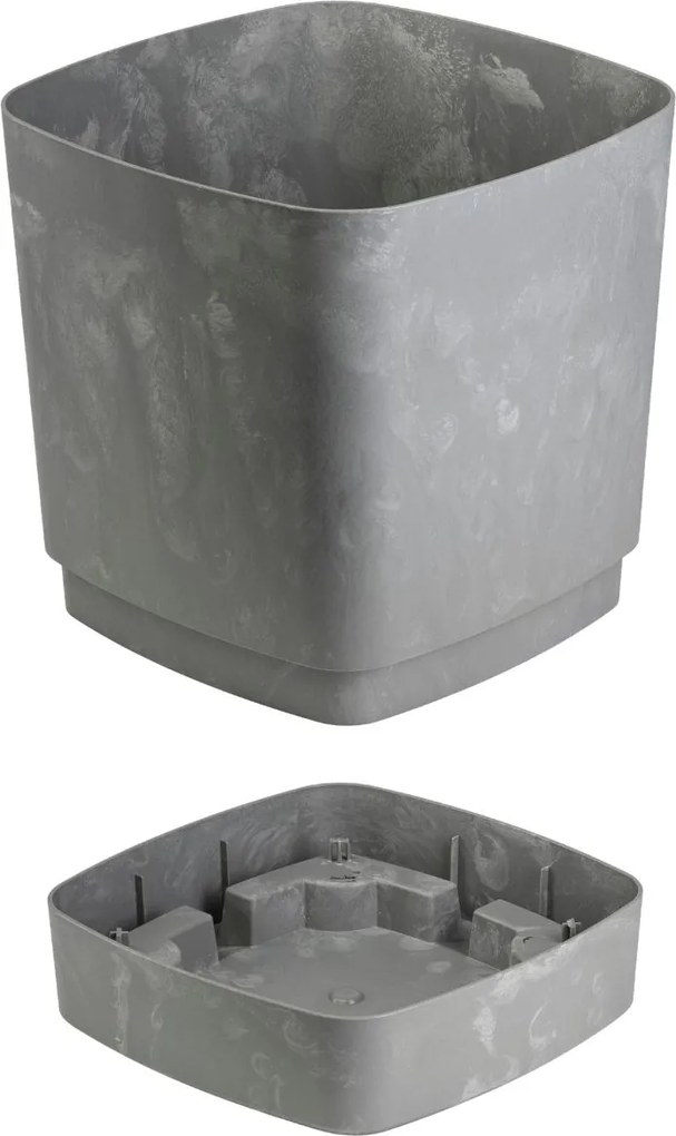 PLASTOVÝ KVETINÁČ CUBI 30X33 CM IMITÁCIA BETÓNU SIVÁ
