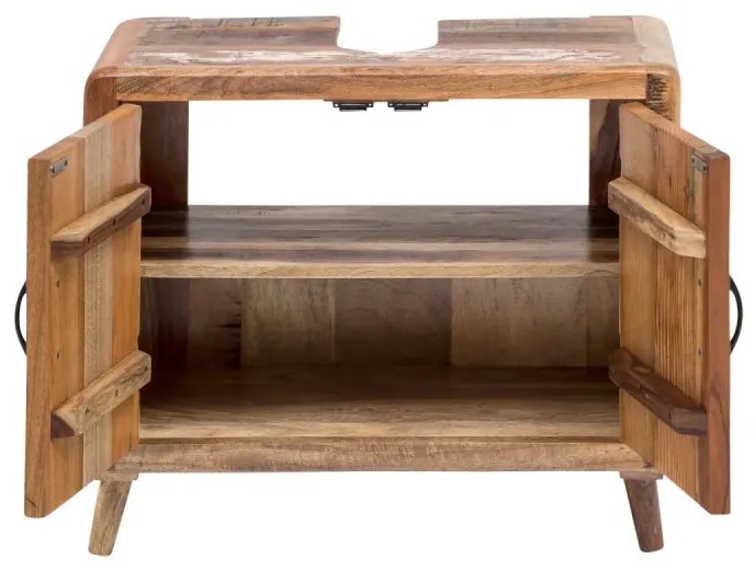furniture-nabytek.cz - Masívna umývadlová skrinka Calcutta II z recyklovaného dreva, lakovaná, viacfarebná – 70×35×60 cm